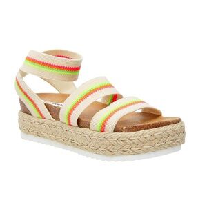 Steve Madden Women's Kimmie Flat Wedge Sandal Size 8 Bright Multi Color Straps